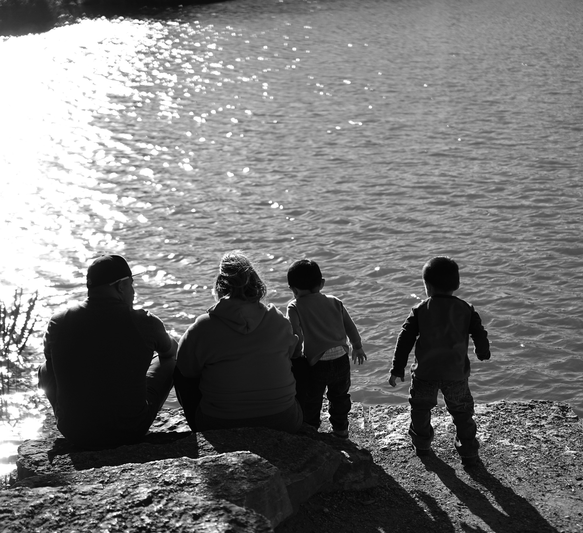Family at Humboldt Park lagoon, Chicago / Darker than Green